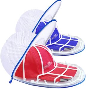 2 pack hat washer for washing machine, hat cleaner for baseball caps washing cage with laundry bag, hat holder for washing machine, hat protector rack hat shaper (sapphire-2pcs)
