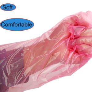 SUCHXNG 100Pcs Disposable Long Arm Gloves, 35.5 Inch Veterinary Insemination Rectal Long Gloves Soft Plastic Film Gloves for Household Cleaning Field Dressing