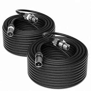 dacimora 2 pack 100ft xlr microphone cable, fully balanced, for microphone, mixer, recording studio (2pack,100ft)