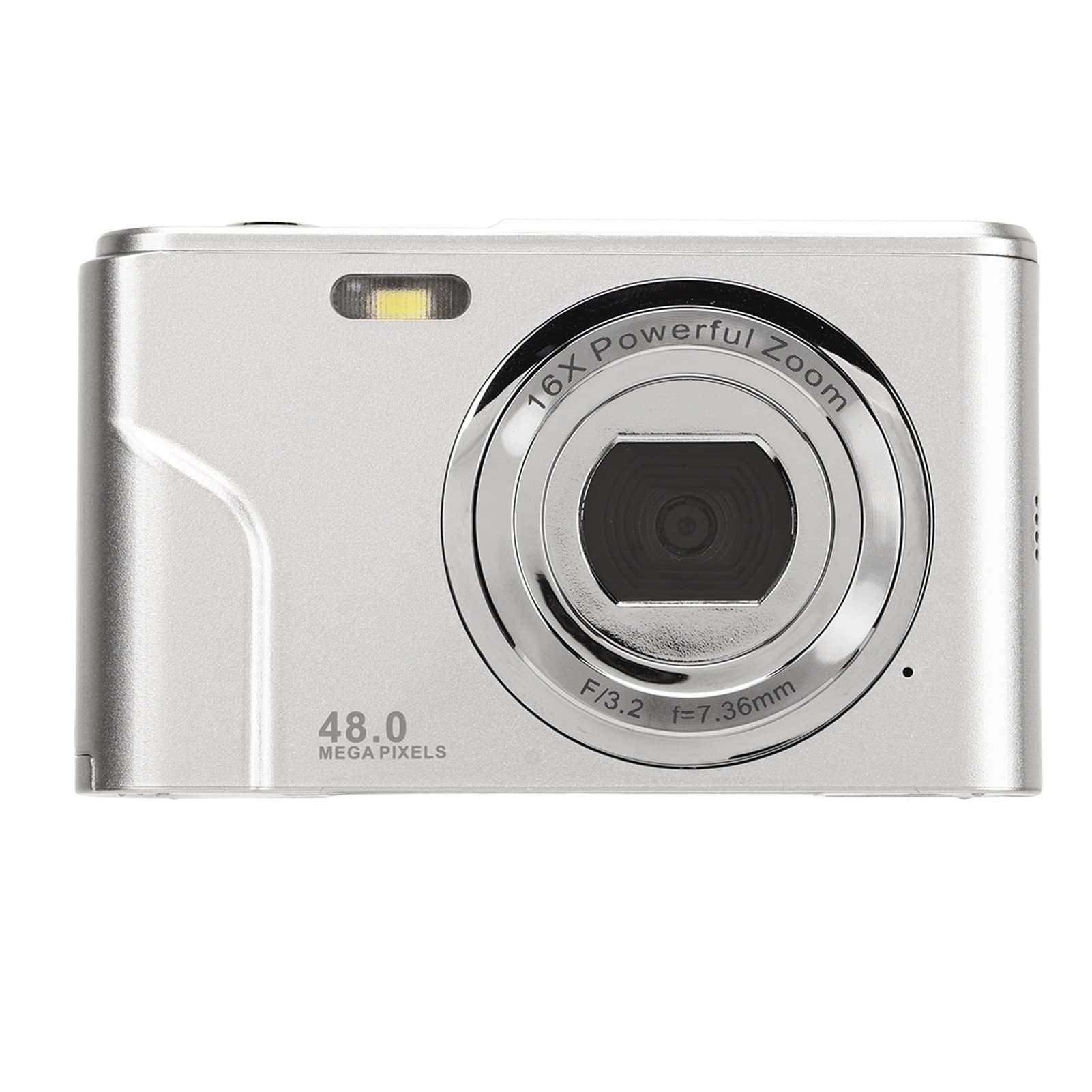 Digital Camera, 1080P HD 2.4 Inch IPS Display Mini Compact Pocket Camera with 16X Zoom, Portable and Rechargeable Video Camera for Adults, Students, Kids, Travel (Space Silver)