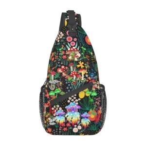 JDEIFKF Mushroom Sling Bag Travel Crossbody Bag Chest Daypack Hiking Shoulder Bag For Men Women