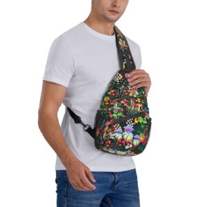 JDEIFKF Mushroom Sling Bag Travel Crossbody Bag Chest Daypack Hiking Shoulder Bag For Men Women