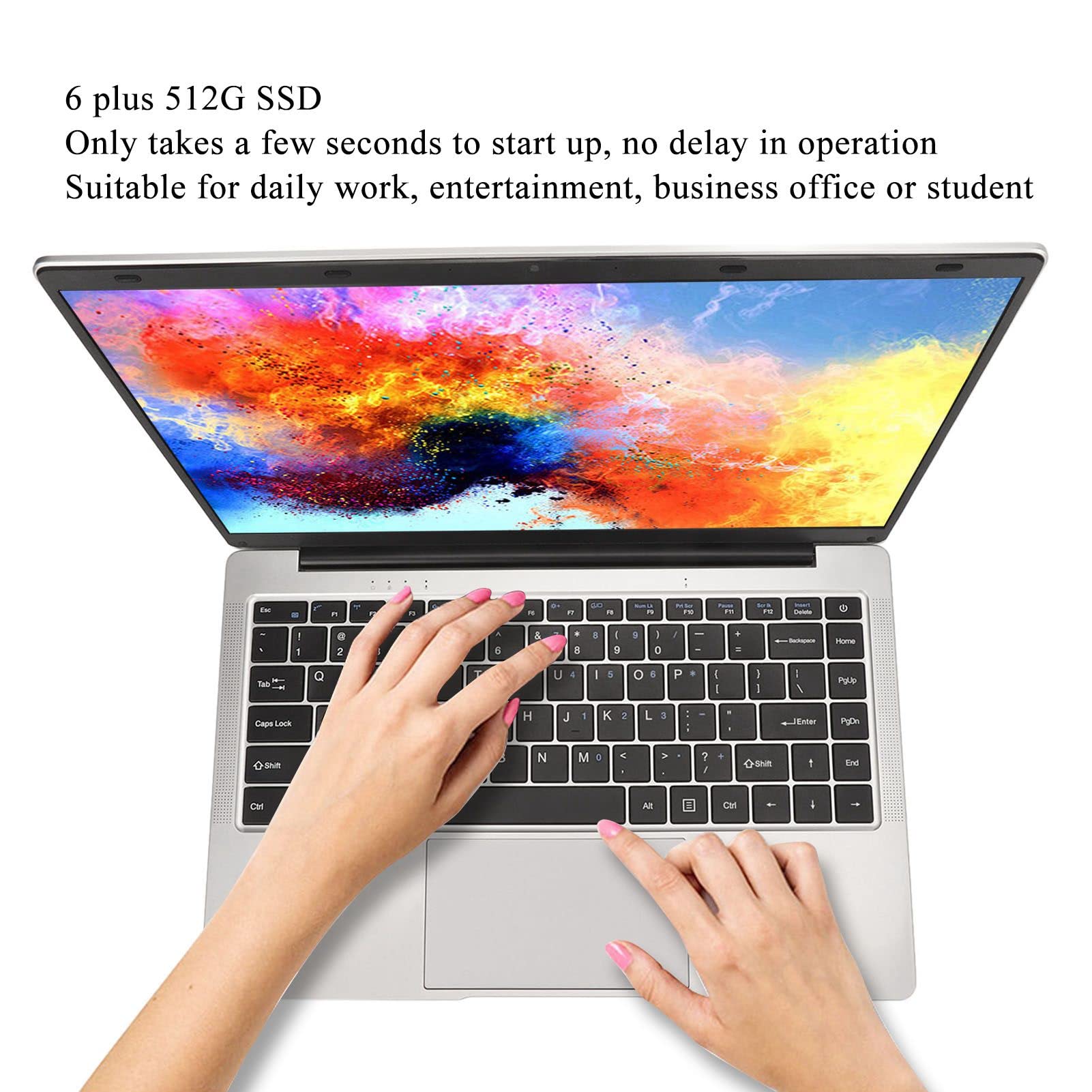 PUSOKEI Ultra Thin Laptop Computer, 14in IPS FHD Display, Celero J4105 Processor, 6GB RAM 128GB SSD, UHD Graphics, Webcam, 2.4G/5G WiFi, Bluetooth, Dual Speaker, Windows 11