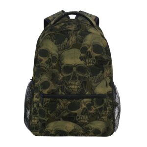alaza scary retro skull backpack for women men,travel casual daypack college bookbag laptop bag work business shoulder bag fit for 14 inch laptop