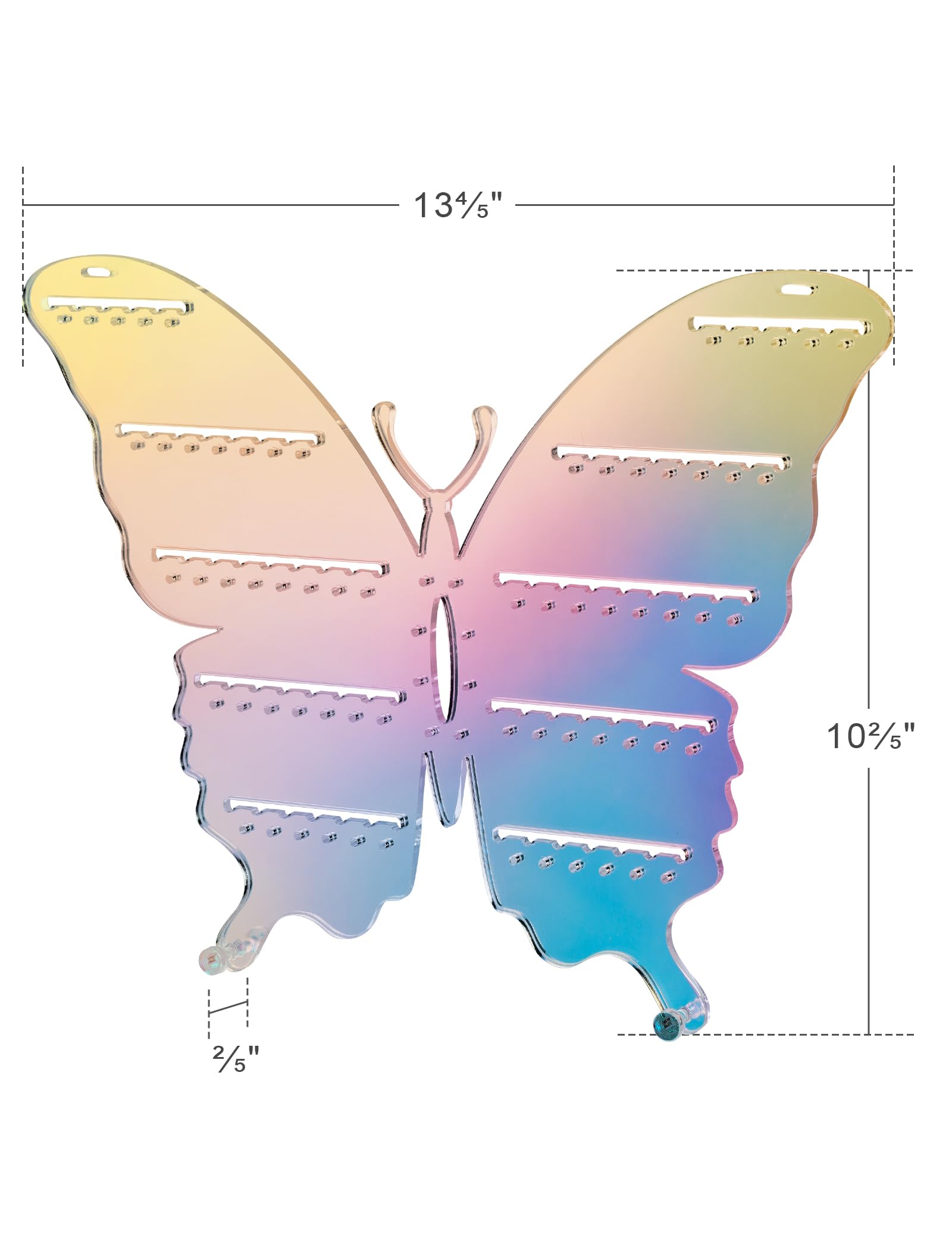 NiHome Iridescent Acrylic Butterfly Wall Mount Jewelry Organizer, Aesthetic Earring and Necklace Holder for Home and Store Use, Easy No-Tool Installation & Elegant Design for Enhanced Jewelry Display