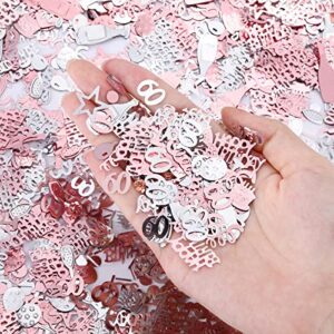 3000 PCS Rose Gold Silver 60th Happy Birthday Confetti Decorations with Diamonds Rose Gold 60th Birthday Party Table Decor Metallic Foil Confetti Scatter for Men Women Birthday Anniversary Party DIY