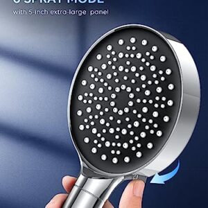 CRTBETLIF Modern 6-Setting Handheld Filtered Shower Head with 70-inch Hose, Chrome, Water Saving, Adjustable, Environmentally Friendly