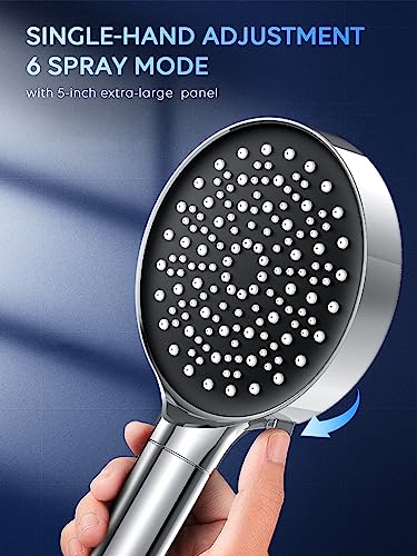 CRTBETLIF Modern 6-Setting Handheld Filtered Shower Head with 70-inch Hose, Chrome, Water Saving, Adjustable, Environmentally Friendly