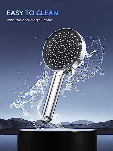 CRTBETLIF Modern 6-Setting Handheld Filtered Shower Head with 70-inch Hose, Chrome, Water Saving, Adjustable, Environmentally Friendly