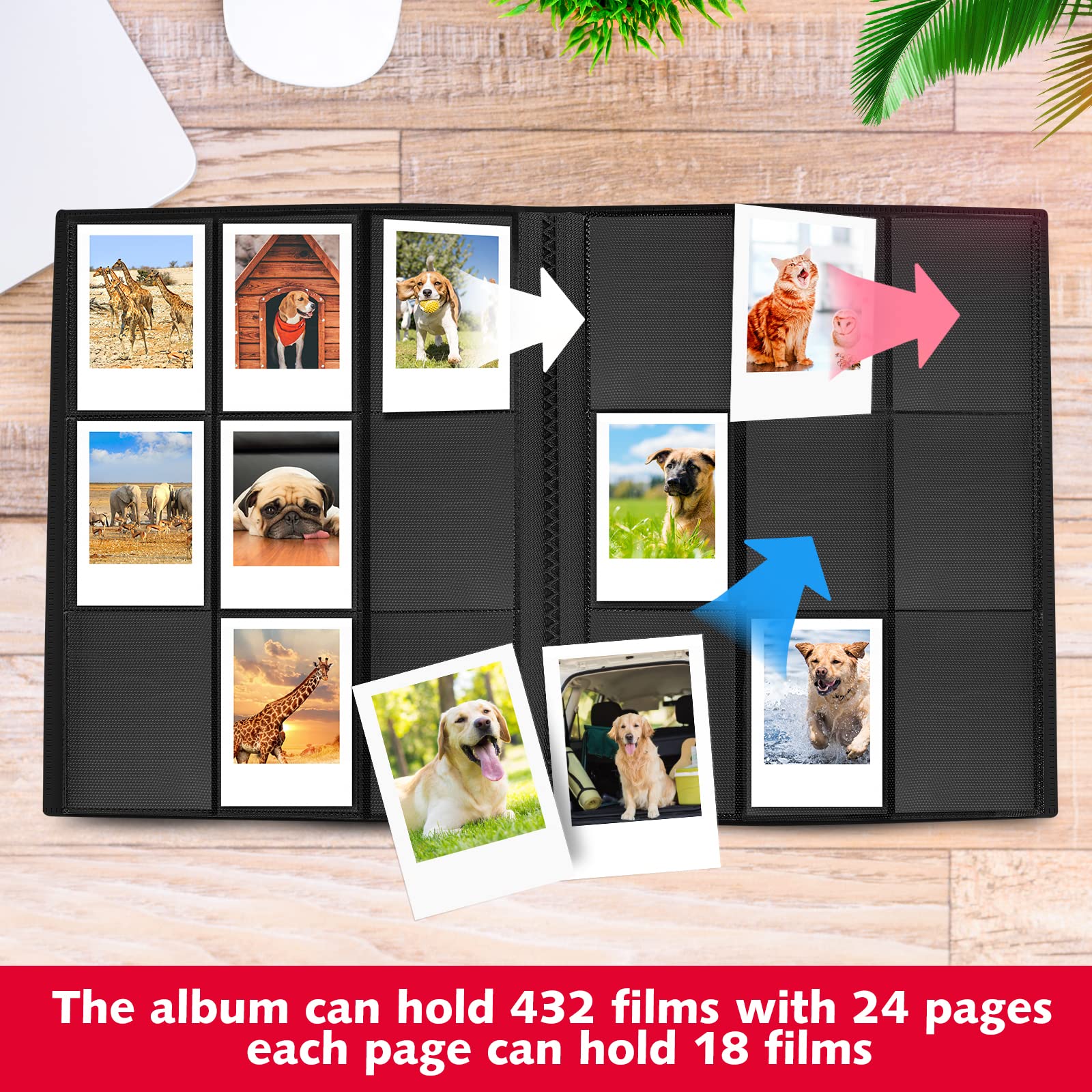 432 Pockets Photo Albums for Polaroid Mini Camera, Fujifilm Instax Mini Camera, for Fujifilm Instax Mini 11 12 9 8 7+ Instant Camera (Black)