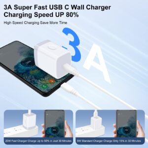 USB C Box Samsung Fast Charger Block for Samsung Galaxy A15/A14 5G/A54/A53 5G/A13/A23/A03S/A42/A33/S24/S23 Ultra/S22/S21/S20 FE/Z Fold 5,iPhone 15 14 13 12 Pro Max/11/SE/XR/X,20W Type C Wall Charger