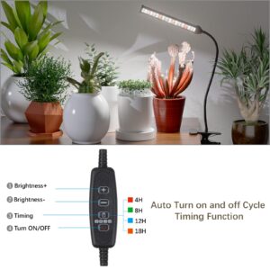 GooingTop Grow Light LED Gooseneck Lamp,6500K 50W Full Spectrum 72 LED Plant Lamp Clip-on Desk for Indoor Plants Growing,Lighting Brightness Changeable,Timer 4 8 12 18Hrs