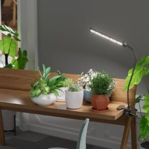 GooingTop Grow Light LED Gooseneck Lamp,6500K 50W Full Spectrum 72 LED Plant Lamp Clip-on Desk for Indoor Plants Growing,Lighting Brightness Changeable,Timer 4 8 12 18Hrs