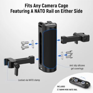 NEEWER NATO Side Handle Grip with Up and Down Adjustable NATO Clamp, NATO Rail, Cold Shoe Mount, 1/4" Threads, Hex Key, Universal Aluminum Camera Handgrip Compatible with SmallRig Cage and Rig, CA017H