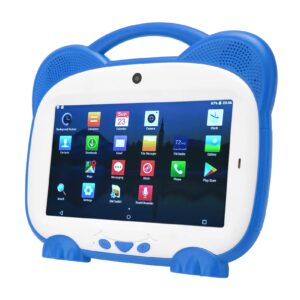 amonida kids tablet, tablet 7 inch hd 1080p 4gb and 32gb support wifi 5500mah dual camera us plug 100‑240v for boys (blue)
