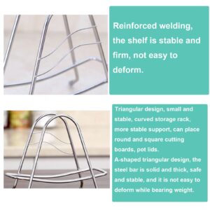 NentMent 2 Pack Cutting Board Rack Stand Pot Pan Lid Holder Cover Organizer Storage Stands Chopping Boards Drain Racks Single Slot Stainless Steel Wire Shelf Kitchen Gadgets