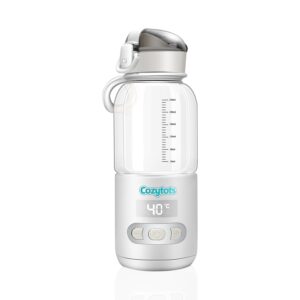 cozytots portable bottle warmer for water baby formula, cordless travel bottle warmer,250ml, type-c quick charge, heating cup for breastmilk on the go