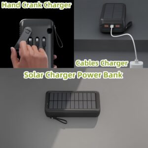 PECUWE Solar Power Bank Charger 63200mAh Hand Crank Fast Charging Power Bank Outputs Inputs Solar Portable Charger 4 flashlights for Camping Gear Accessories Essentials