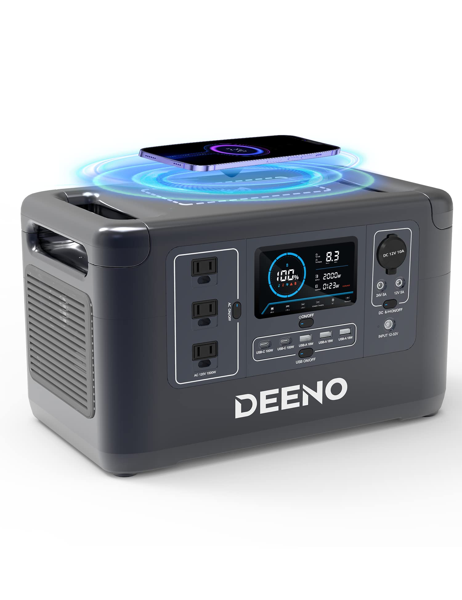 DEENO Portable Power Station X1500, 1036Wh LiFePO4 (LFP) Battery, 1500W(Peak 3000W) Solar Generator (Solar Panel Optional) for Outdoor Camping RVs Home Use Emergency Travel