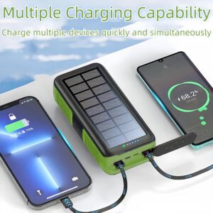 PECUWE Solar Power Bank Charger 63200mAh Hand Crank Fast Charging Power Bank Outputs Inputs Solar Portable Charger 4 flashlights for Camping Gear Accessories Essentials