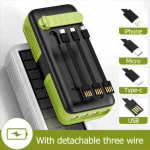 PECUWE Solar Power Bank Charger 63200mAh Hand Crank Fast Charging Power Bank Outputs Inputs Solar Portable Charger 4 flashlights for Camping Gear Accessories Essentials