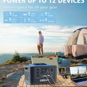 DEENO Portable Power Station X1500, 1036Wh LiFePO4 (LFP) Battery, 1500W(Peak 3000W) Solar Generator (Solar Panel Optional) for Outdoor Camping RVs Home Use Emergency Travel