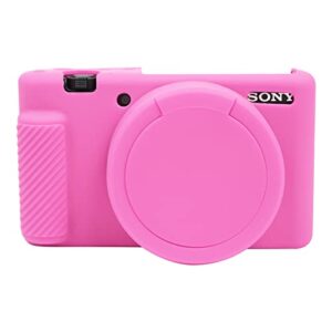 easy hood camera case for sony zv-1 camera removable lens cover,anti-scratch silicone soft camera case compatible with sony zv-1 zv1 camera(pink)