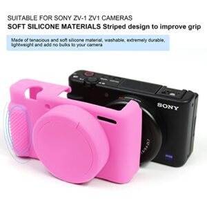 Easy Hood Camera Case for Sony ZV-1 Camera Removable Lens Cover,Anti-Scratch Silicone Soft Camera Case Compatible with Sony ZV-1 ZV1 Camera(Pink)