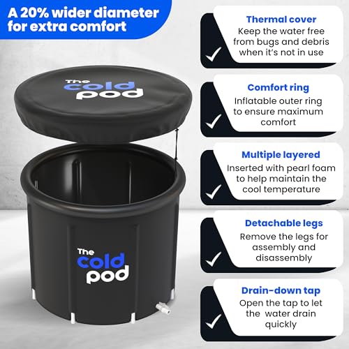 The Cold Pod Ice Bath Tub for Athletes XL: Cold Plunge Tub Outdoor with Cover,116 Gallons Capacity Portable Ice Bath Plunge Pool by The Cold Pod,Easy Install