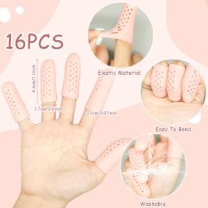 16Pcs Gel Finger Cots with Air Holes, Gel Finger Protectors Finger Covers Protection for Finger Tips, Breathable Finger Covers Finger Caps Gloves Finger Protectors for Wound, Finger Cracking