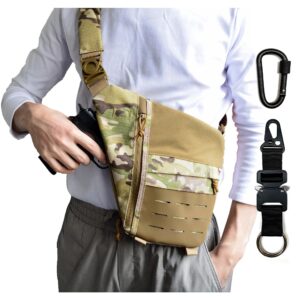 crossbody sling bag for men women, tactical anti-thief conceal carry handgun bag stealth personal pocket bag over shoulder backpack w.keychain carabiner(cp)