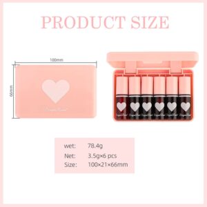 6 Colors Lip Tint Stain Set, Korean Lip Gloss Lip Tint Stain Plumping Mini Liquid Lipstick, Multi-use Lip and Cheek Tint, Long lasting High Pigment, Liquid Blush Waterproof Tinted Lip Gloss