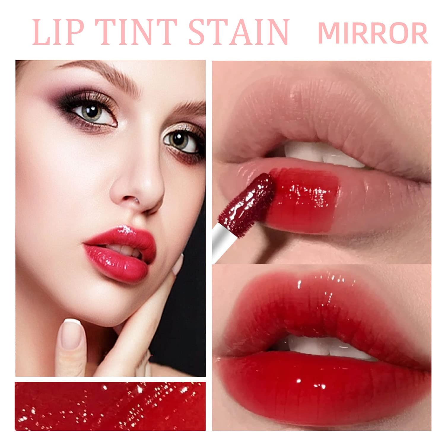 6 Colors Lip Tint Stain Set, Korean Lip Gloss Lip Tint Stain Plumping Mini Liquid Lipstick, Multi-use Lip and Cheek Tint, Long lasting High Pigment, Liquid Blush Waterproof Tinted Lip Gloss