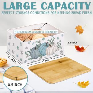 pinata fall bread box for fall decor, fall bread container with lid, pumpkin decor bread box for kitchen countertop for fall decorations, autumn home decor bread keeper (13 * 8.5 * 5.3 inch, white