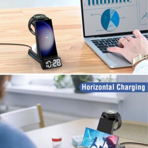 Welgo Wireless Charger for Samsung with Alarm Clock, 4 in 1 Charging Station for Samsung S23 Ultra/S22/Note 10/Z Fold4/Z Flip4/iPhone, for Galaxy Watch 5 Pro/4/3 & Samsung Galaxy Buds