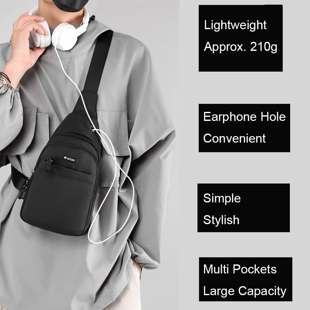 Sling Bag for Men Women Small Shoulder Chest Bag Nylon Waterproof Lightweight MINI Crossbody Daypack for Hiking Camping Outdoor Sports