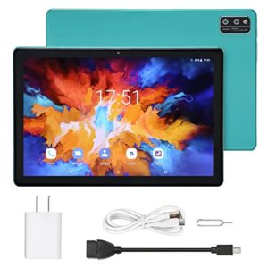DAUZ Tablet PC, 100‑240V 8800mAh IPS HD Touch Screen Support 4GLTE Green Front 800W Rear 2000W 10.1in Tablet 8GB RAM 128GB ROM for Home Study (US Plug)