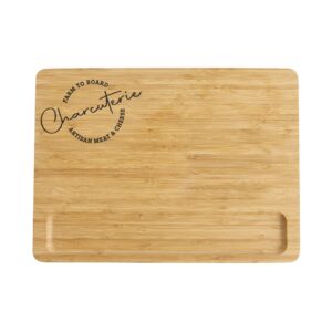 hic kitchen maison du fromage charcuterie cheese board, caramelized bamboo, rectangular, 11 x 15 x 0.6-inches
