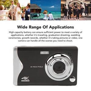 Digital Camera, 3.0in LCD 4K 48MP 16X Digital Zoom Video Camera for Kids Adult, Compact Portable Small Camera with Type C Port Fill Light for Teens Students Boys Girls Seniors (Black)