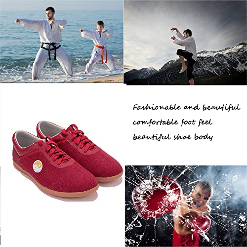 Boxing Karate Kung Fu Tai Chi Shoes,Design for Martial Arts Kung fu Boxing Karate Taichi,Taekwondo,Perfect for Beginner or Professional,red,37