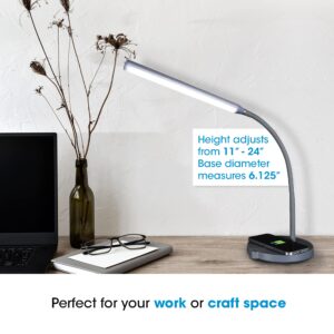 OttLite Stretch LED Desk Lamp with Wireless Charging - ClearSun LED Technology, 3 Color Temperature Modes with Touch Sensitive Controls & Flexible Gooseneck Arm for Home, Office & Dorms