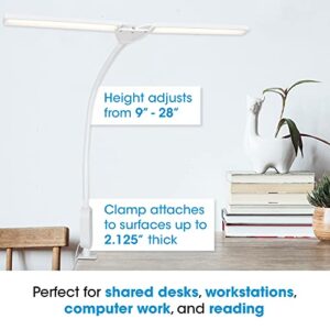 OttLite Pivot LED Clamp Desk Lamp - Dual Lamp Shades & Flexible Neck with ClearSun LED Technology - 3 Color Temperature Modes, Dimmable LEDs & Touch-Activated Controls for Crafting, Sewing, & Studying
