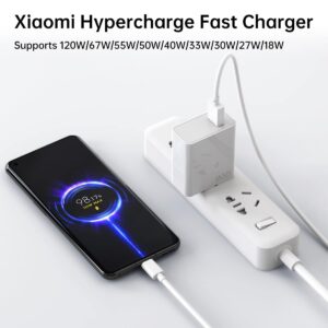 for Xiaomi Charger 120W Hypercharge Fast Wall Charger for Xiaomi 14 13 12 13t 12t 12s Pro Lite Redmi Note K70 K60 K50 12 11 Pro Plus Black Shark 3 4 5 Poco F4 Gt Mi Turbo 3.3ft 6A USB Type C Cable