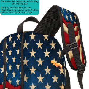 Herdesigns American Flag Custom Backpack for Men Women Adult 4th of July Personalized Lightweight Casual Laptop Backpack Customized Computer Hiking Gym Travel Travel Daypack with Name