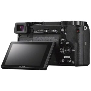 Sony Alpha a6000 Mirrorless Camera with 16-50mm Lens (ILCE6000L/B) + 64GB Card + Card Reader + Case + Flex Tripod + Hand Strap + Memory Wallet + Cap Keeper + Cleaning Kit (Renewed)