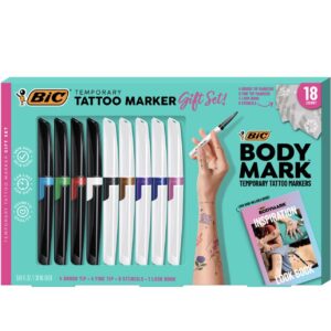 BIC BodyMark Temporary Tattoo Kit: 9 Markers, 5 Stencil Sheets, Inspiration Book