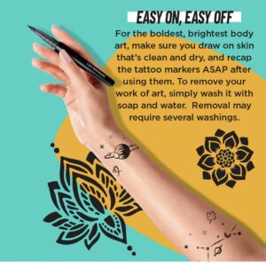 BIC BodyMark Temporary Tattoo Kit: 9 Markers, 5 Stencil Sheets, Inspiration Book