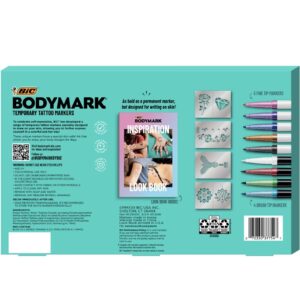 BIC BodyMark Temporary Tattoo Kit: 9 Markers, 5 Stencil Sheets, Inspiration Book