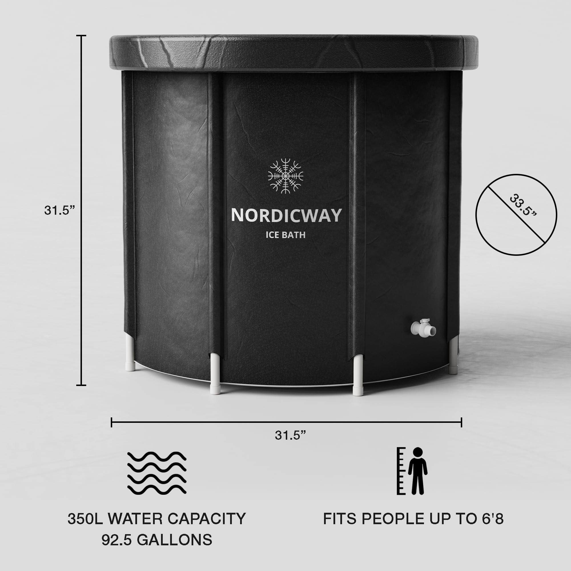 NORDICWAY – Ice Bath LARGE – Cold Plunge Tub Outdoor recovery – Triple Layered Insulation – Portable Ice Bath Tub For Athletes - Durable Cold Tub