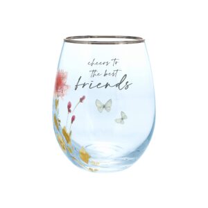 pavilion - friend 20-ounce stemless wine glass, diamond wine glass, friendship wine glass for women, birthday, wedding, christmas, mothers day gift for women friend, 1 count, multicolor